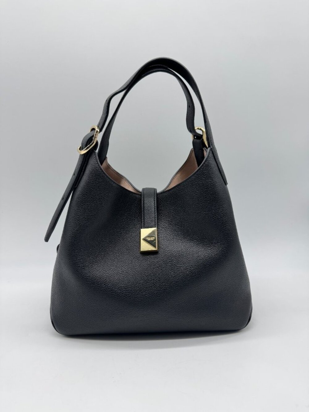 KATE SPADE NY Deco pebbled leather small tote crossbody bag - Black (U)